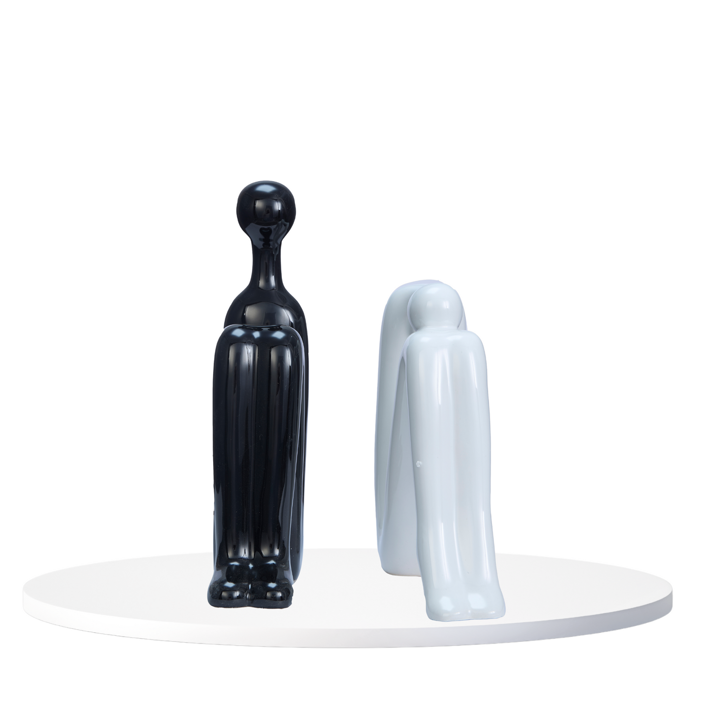 Glossy Black & White Hugging Couple