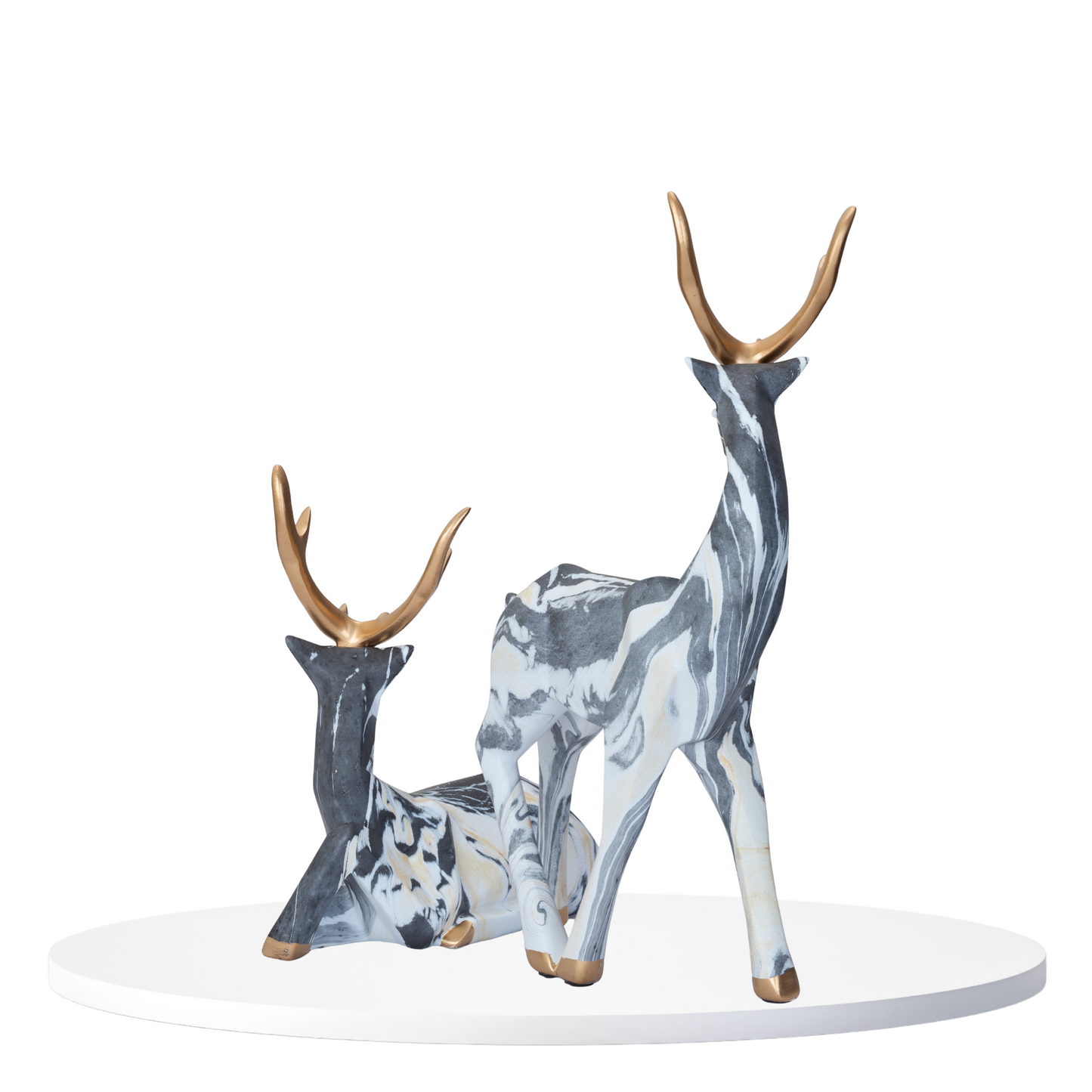 Geometric Deer - Grey with Golden Antlers