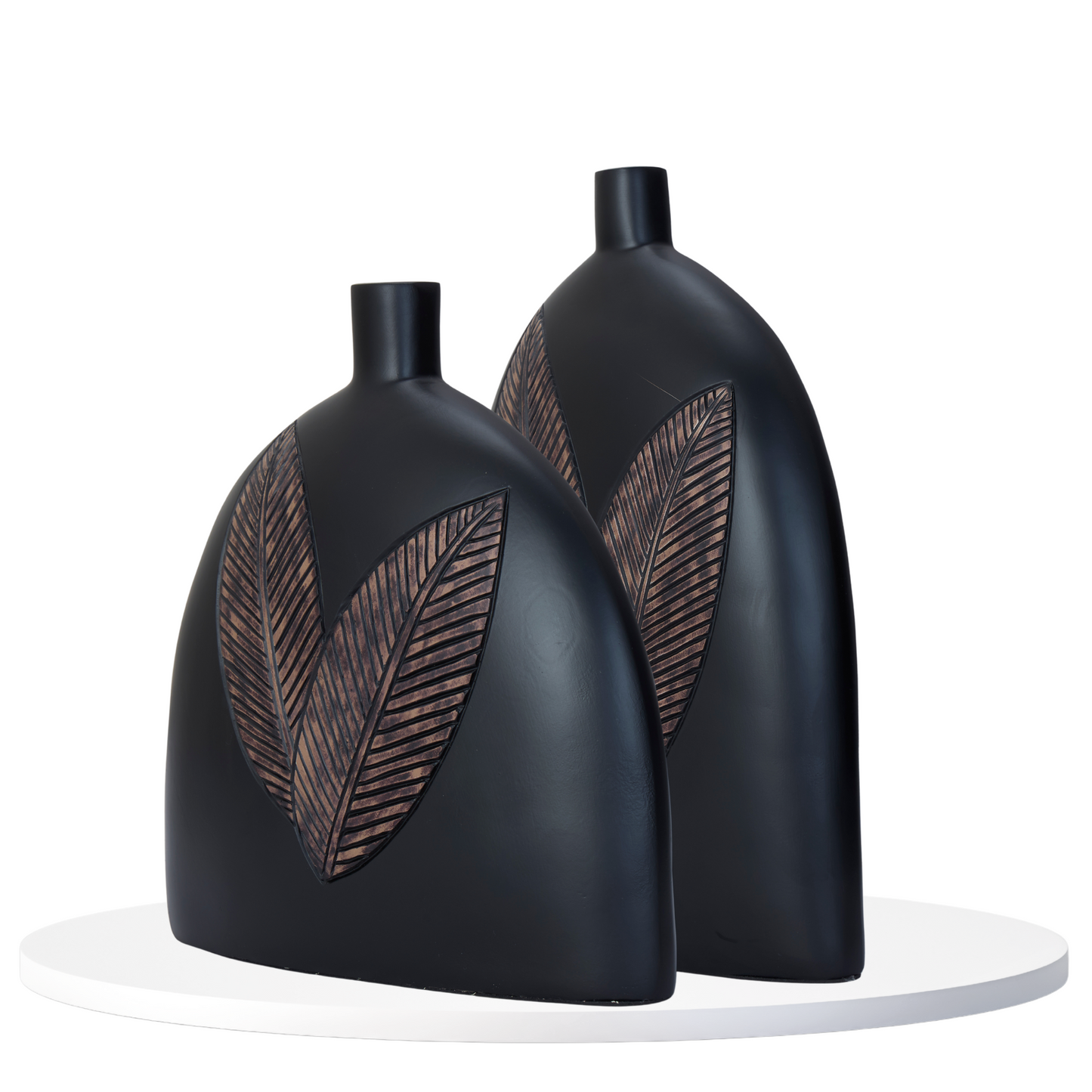 Black Matte Leaf Vases