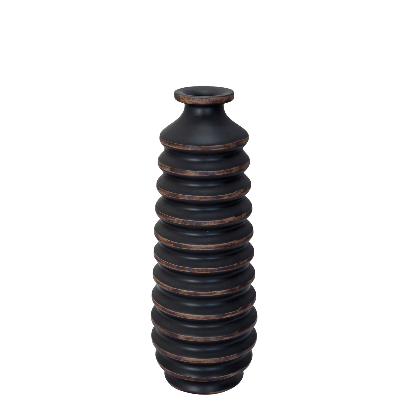 Ribbed Black Vase