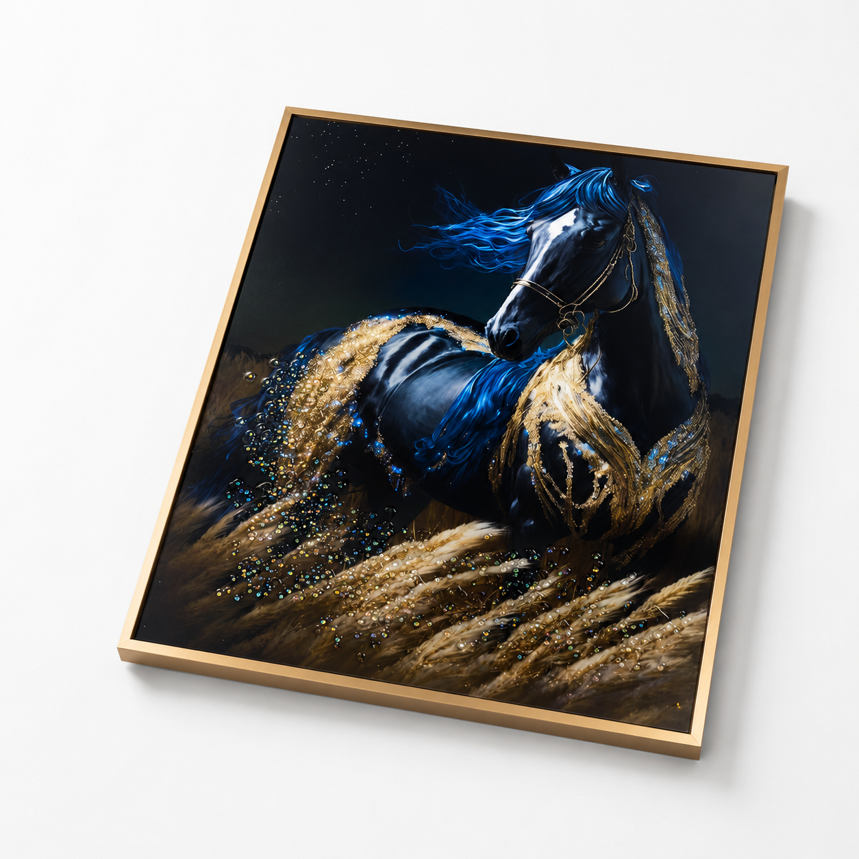 Royal Blue Horse Wall Painting
