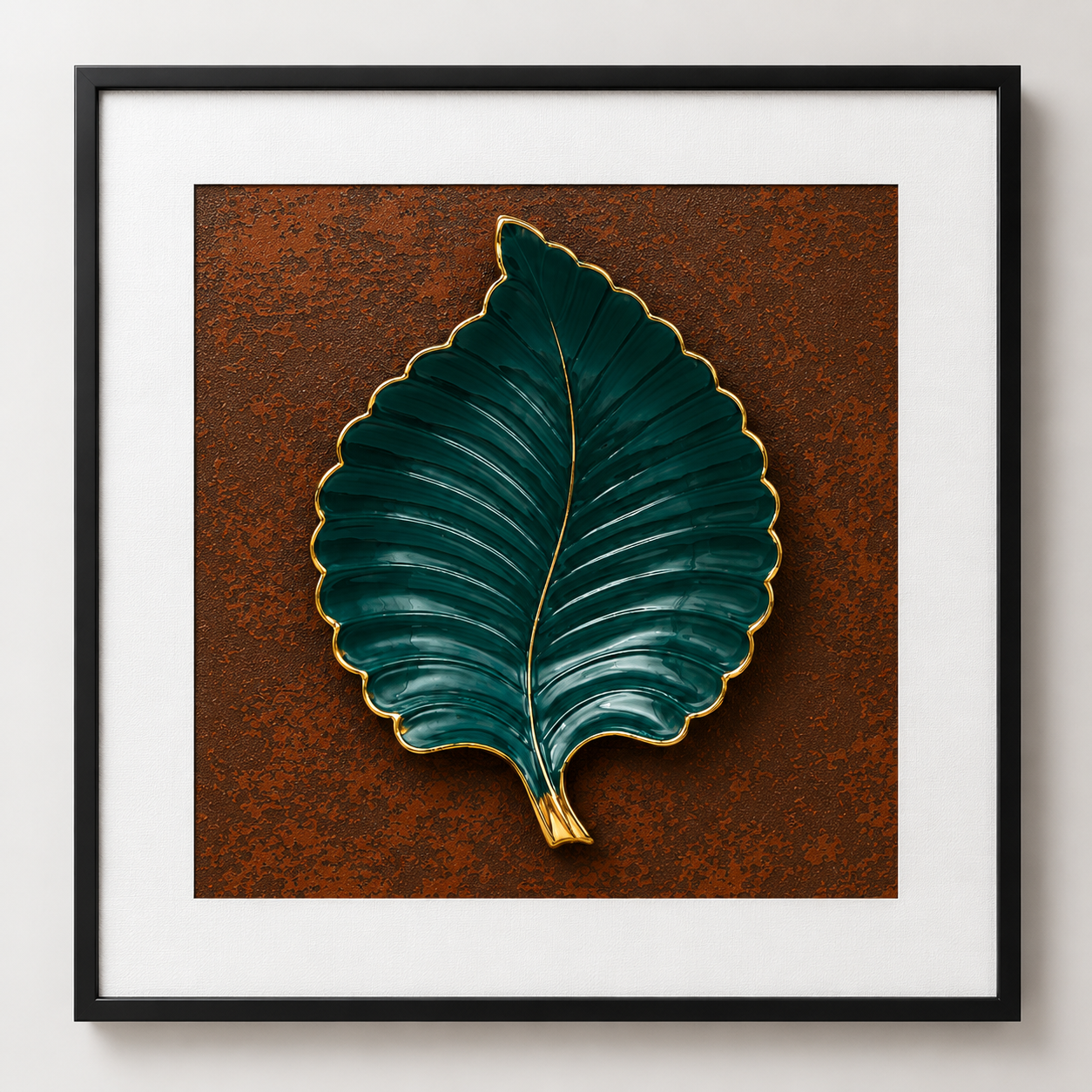 Golden Green Leaf Wall Painting