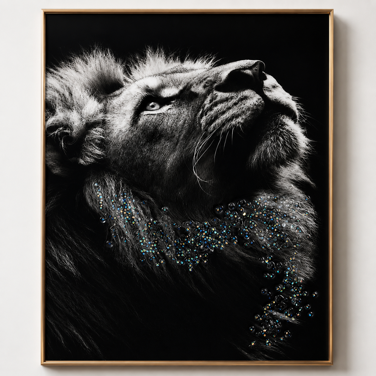Black & White Lion Wall Painting