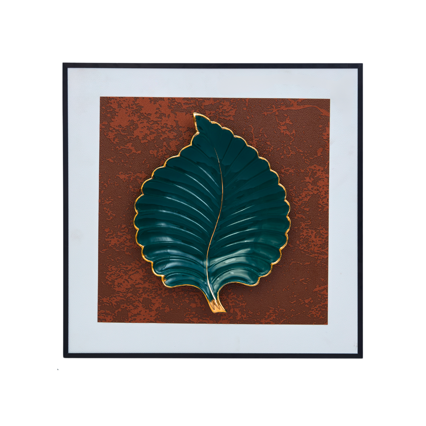 Modecor Emerald Green Leaf Premium Wall Art