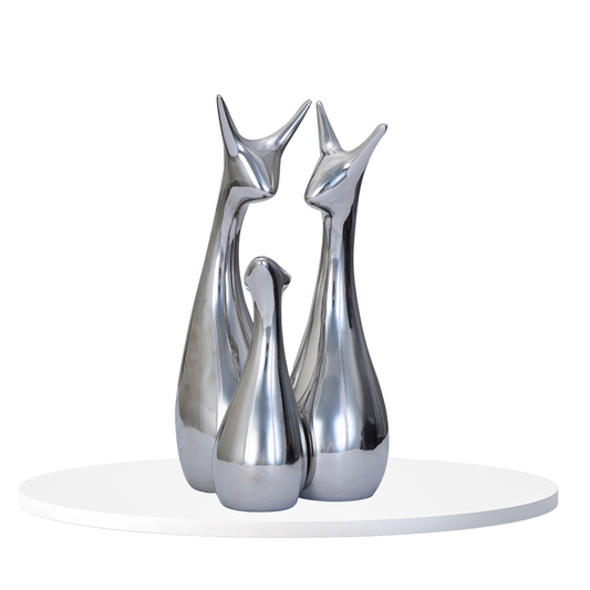 Silver Deer Family Sculpture Set of 3