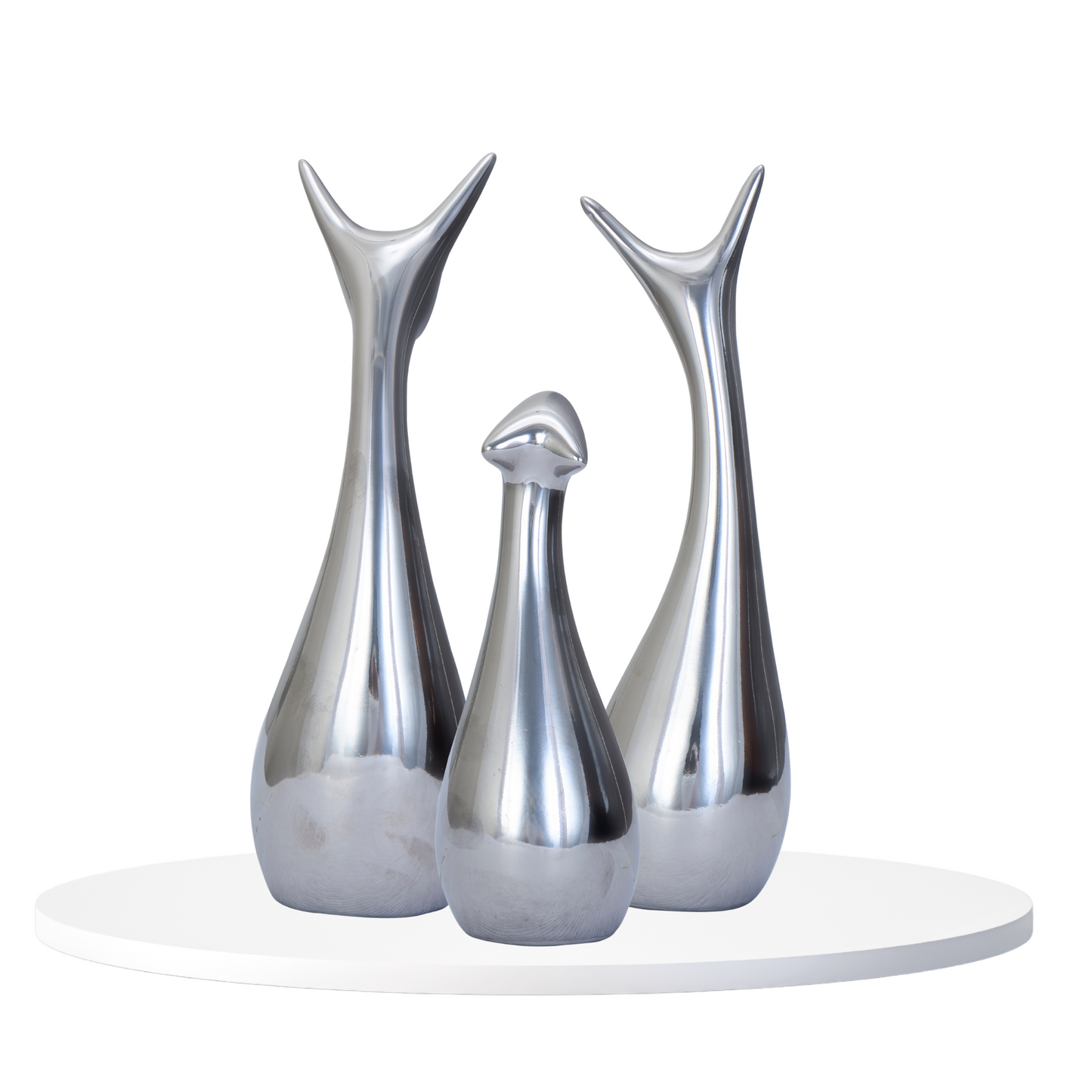 Silver Deer Family Sculpture Set of 3