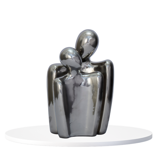 Silver Couple Embrace Figurine