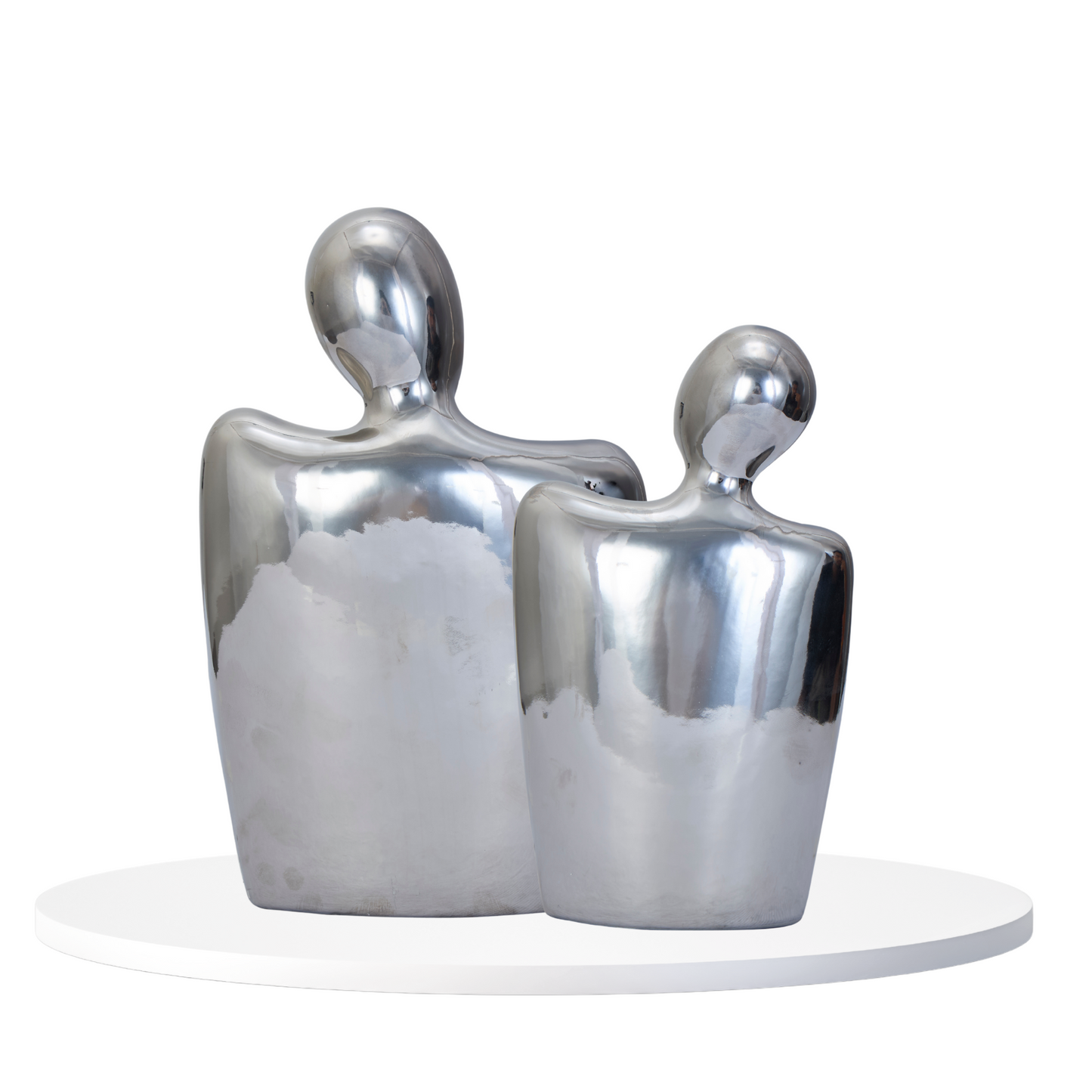 Silver Couple Embrace Figurine