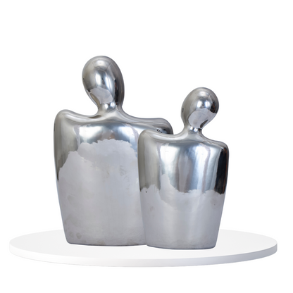 Silver Couple Embrace Figurine