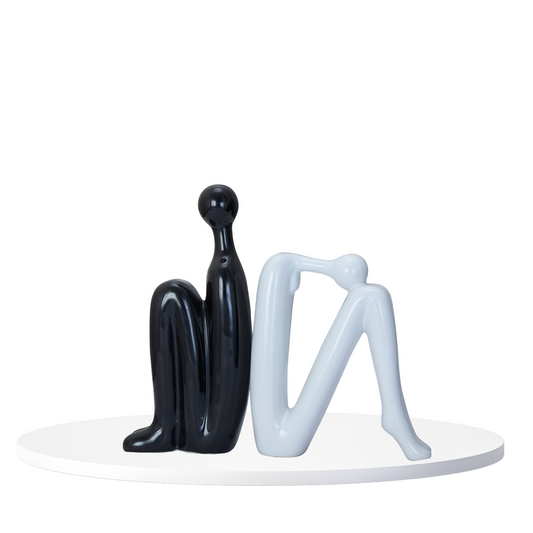 Glossy Black & White Hugging Couple
