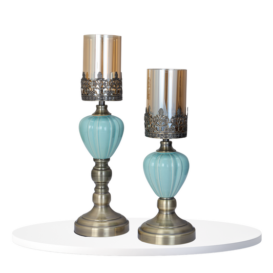 Turquoise & Brass Candle Holder