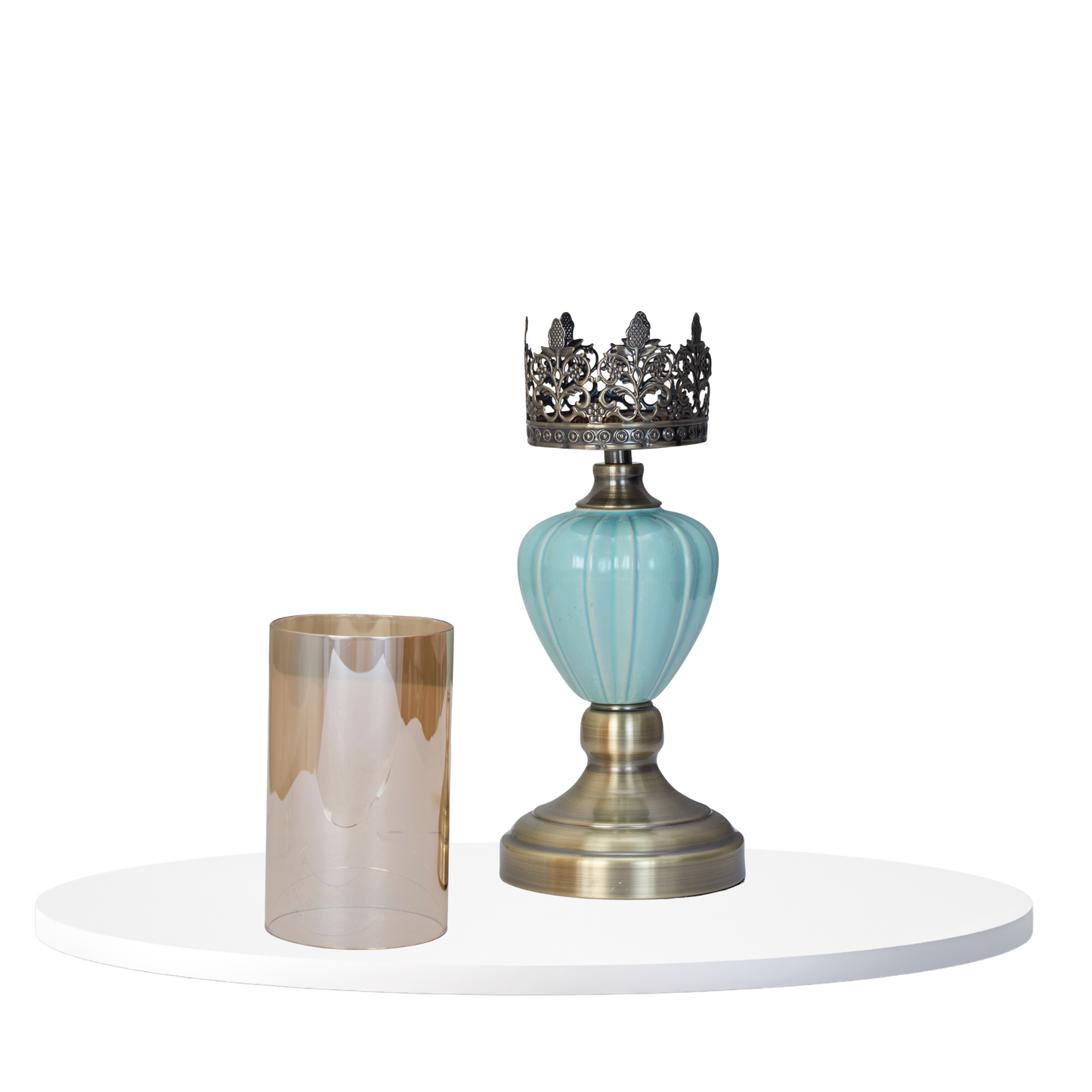 Turquoise & Brass Candle Holder