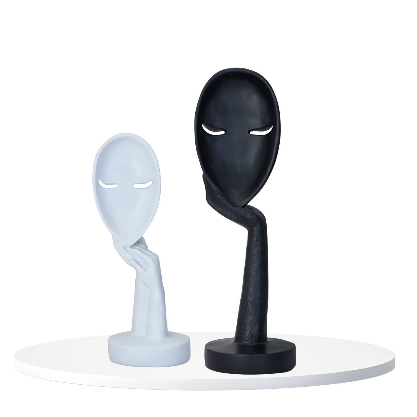 Thinker Face  – Black & White Resin Sculptures