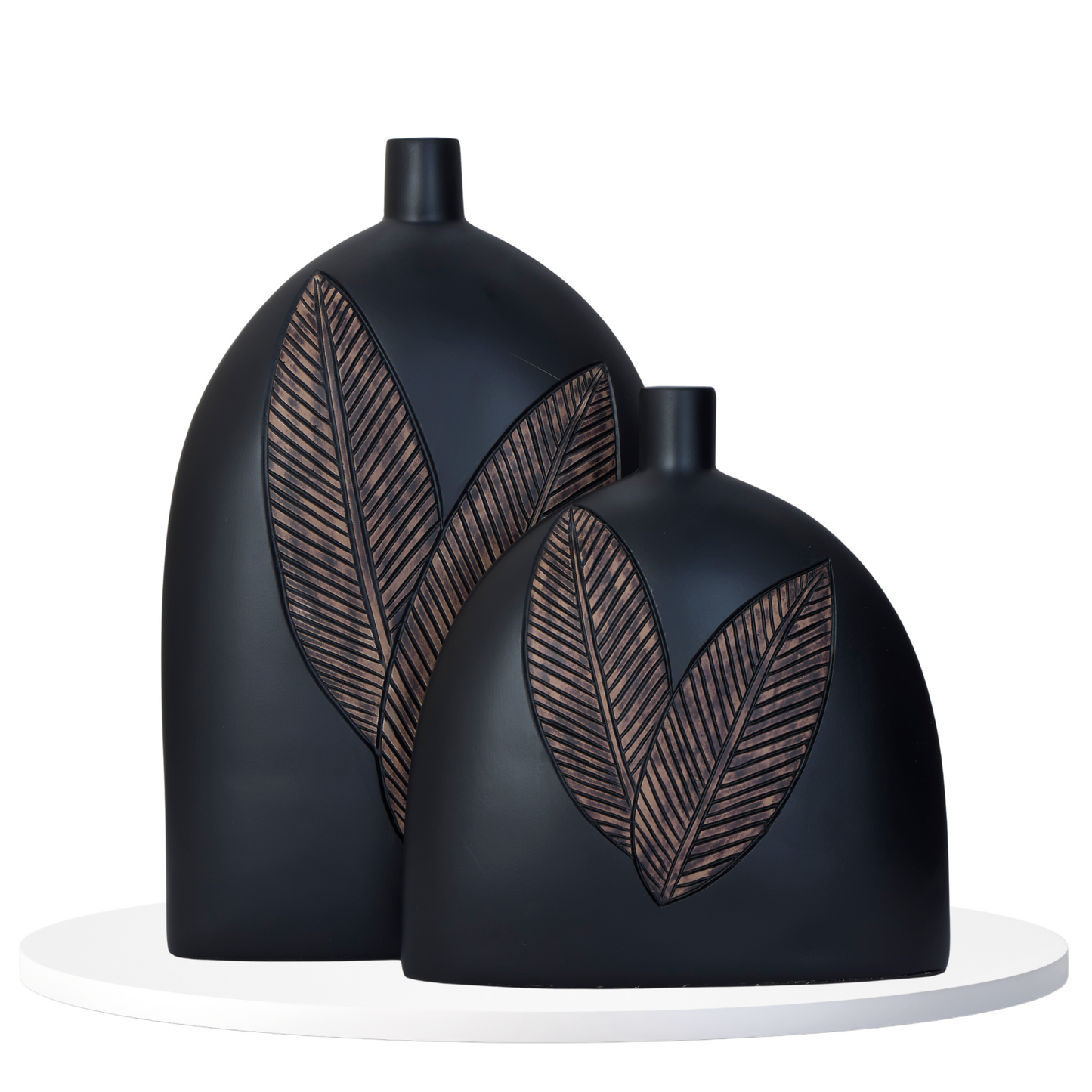 Black Matte Leaf Vases