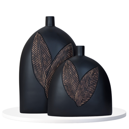 Black Matte Leaf Vases