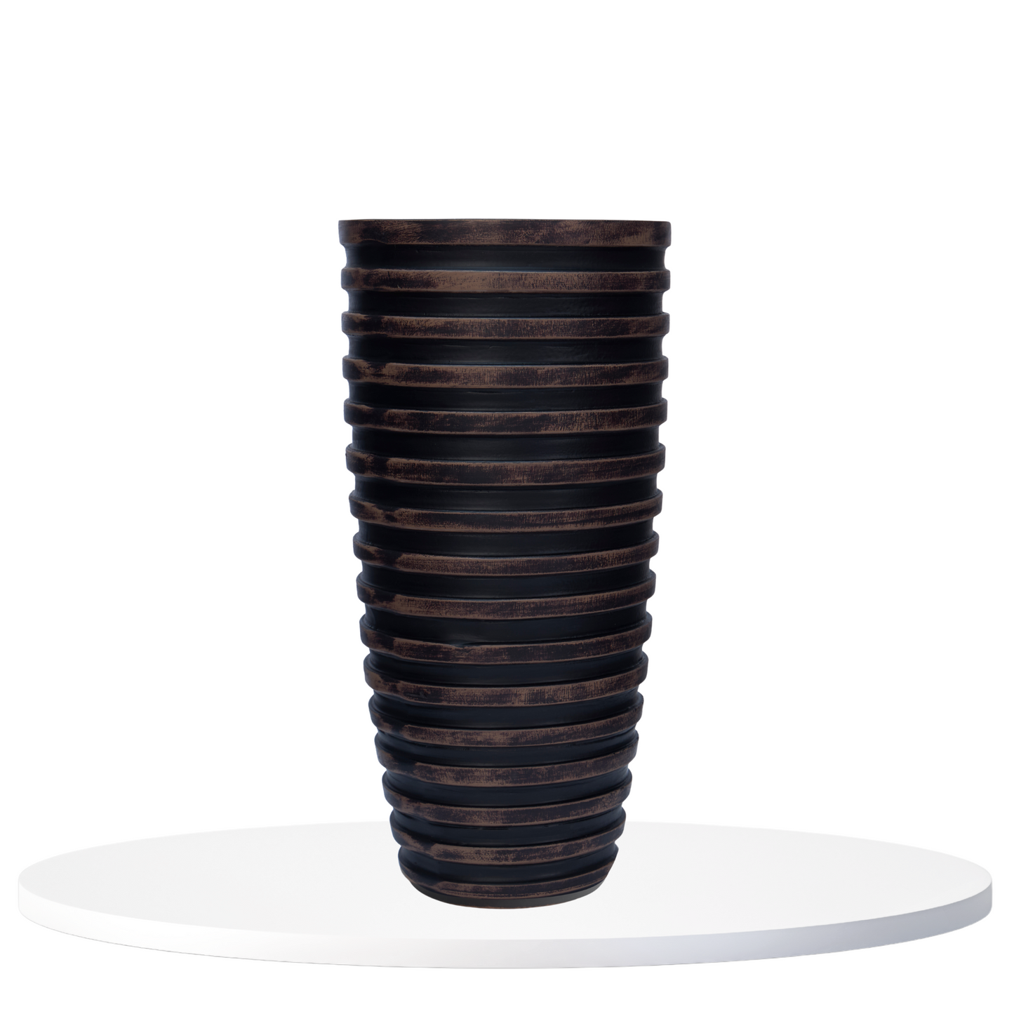 Striped Black Cylindrical Vase