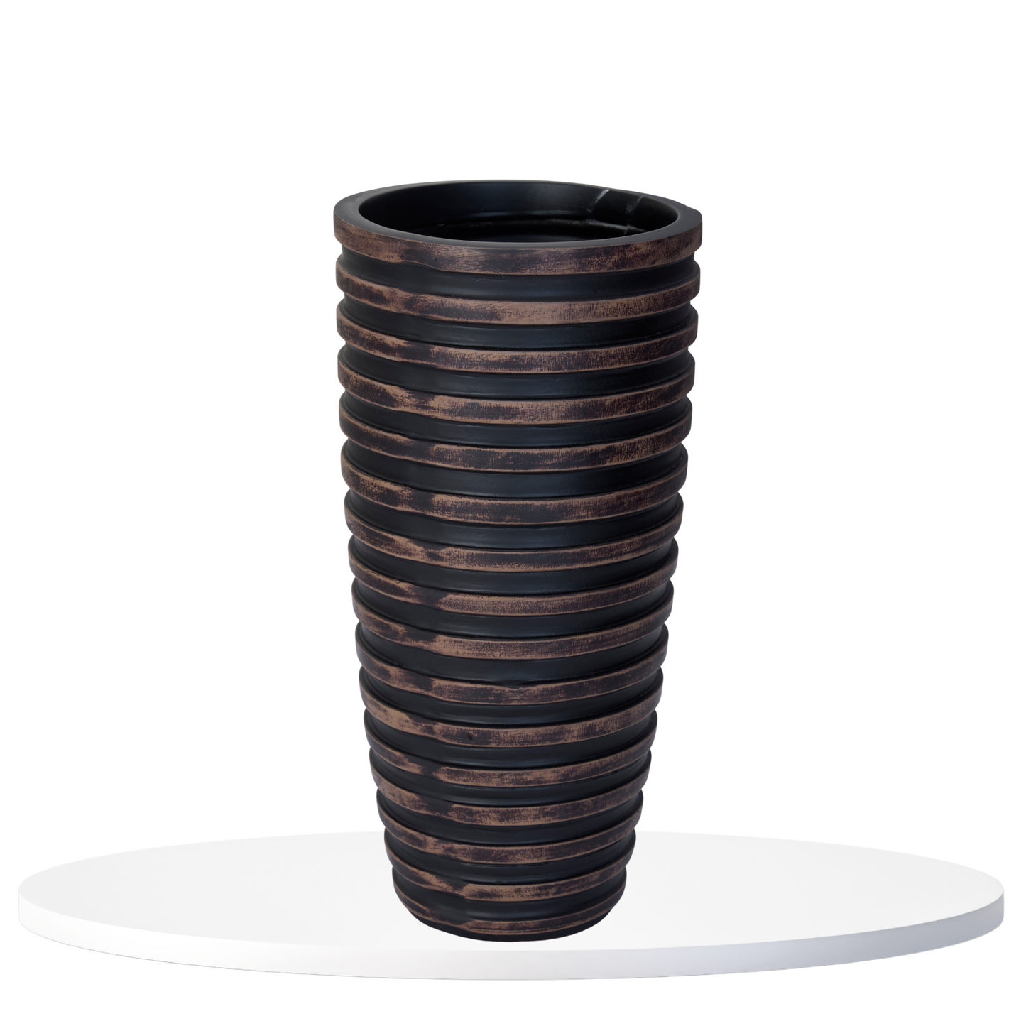 Striped Black Cylindrical Vase