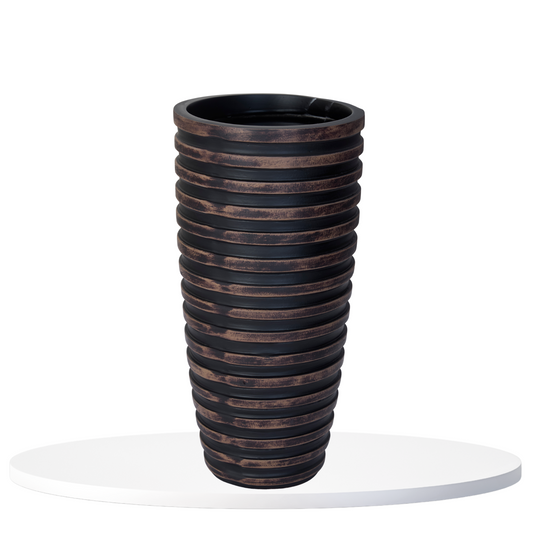Striped Black Cylindrical Vase