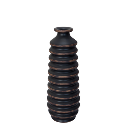 Ribbed Black Vase