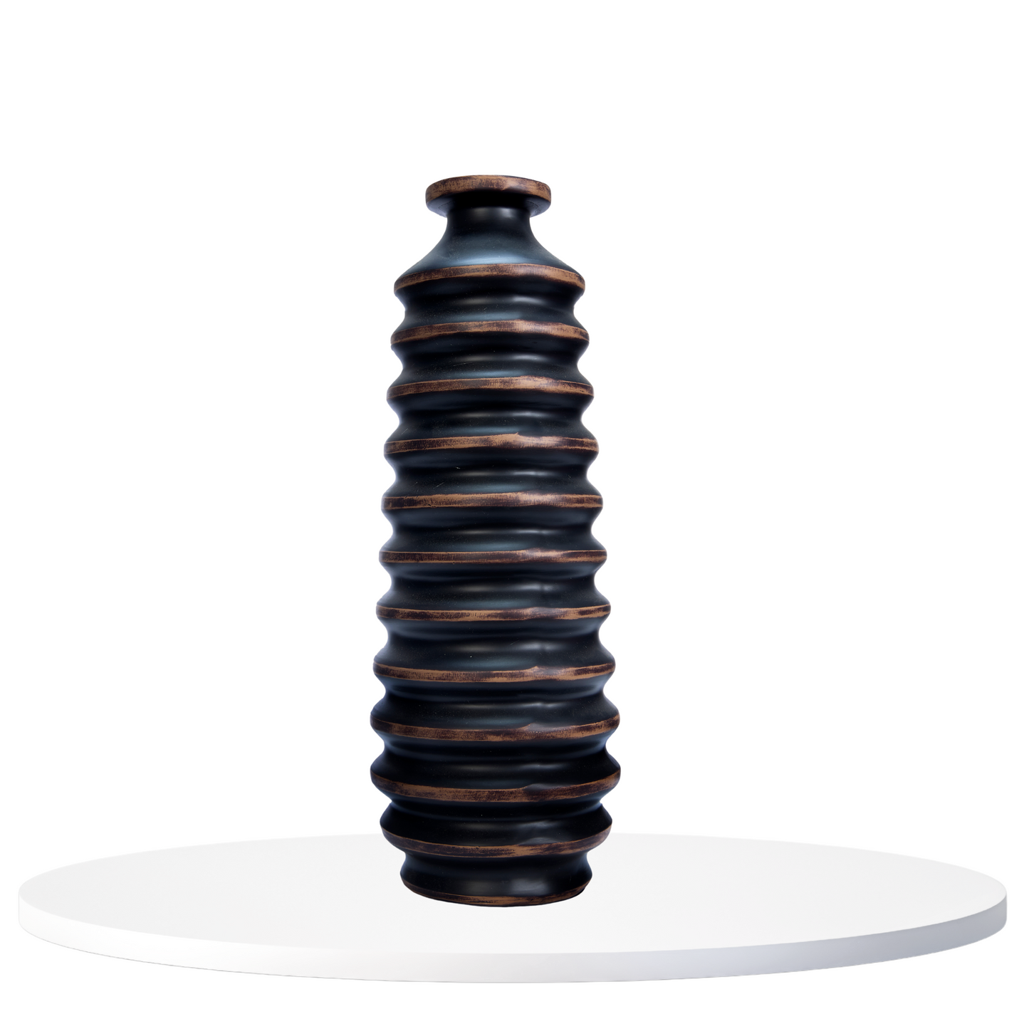 Ribbed Black Vase