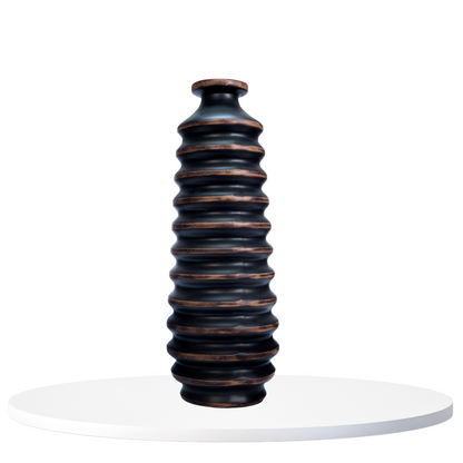 Ribbed Black Vase