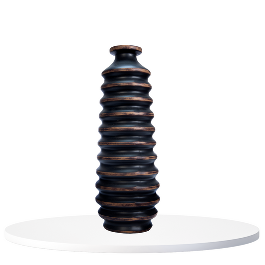 Ribbed Black Vase