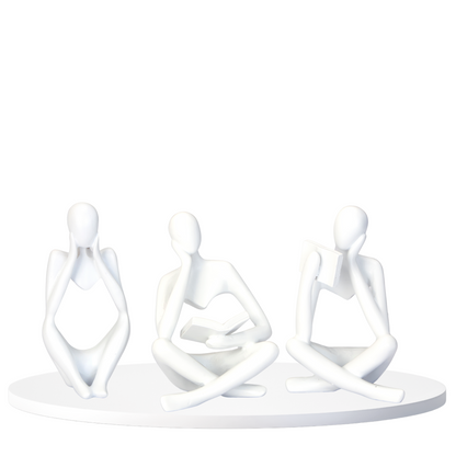 White Abstract Thinker Sculptures