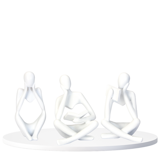 White Abstract Thinker Sculptures