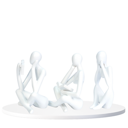 White Abstract Thinker Sculptures