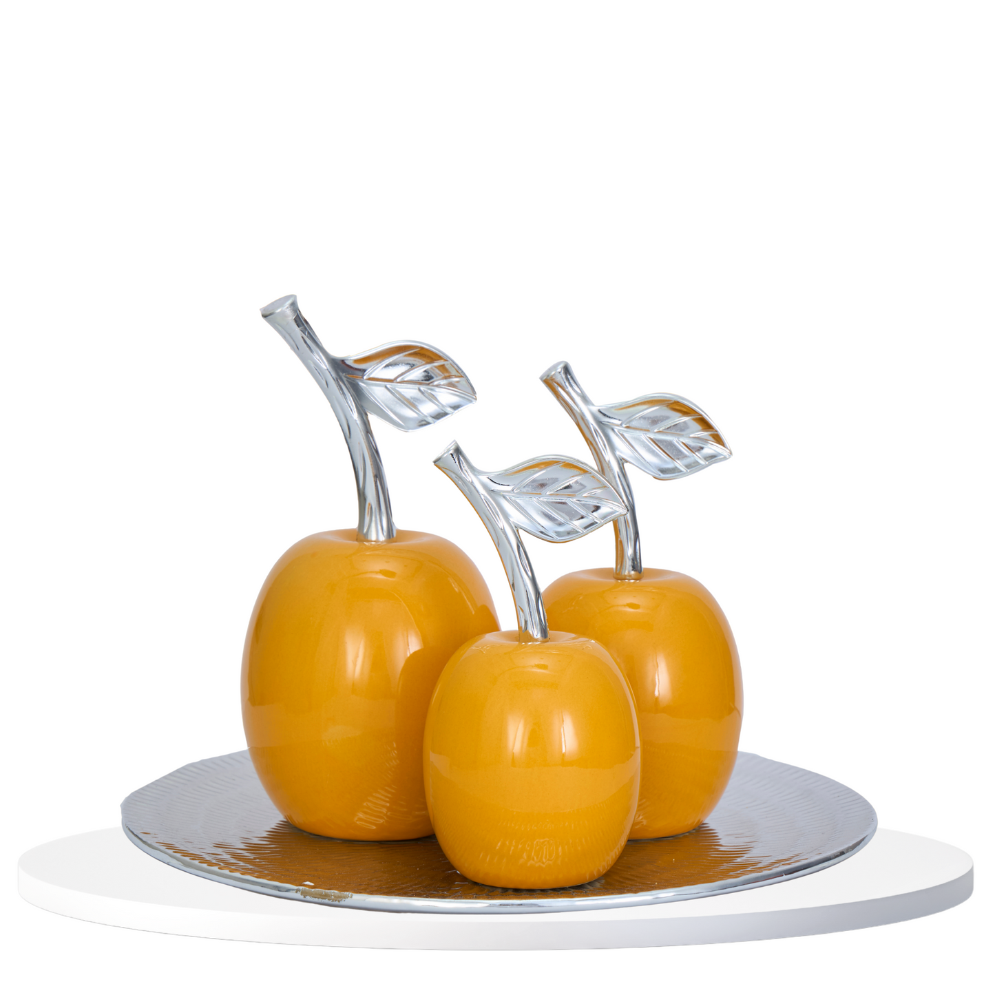 Apple Set of 3 in Orange,Red,Green Colours with Silver Accents