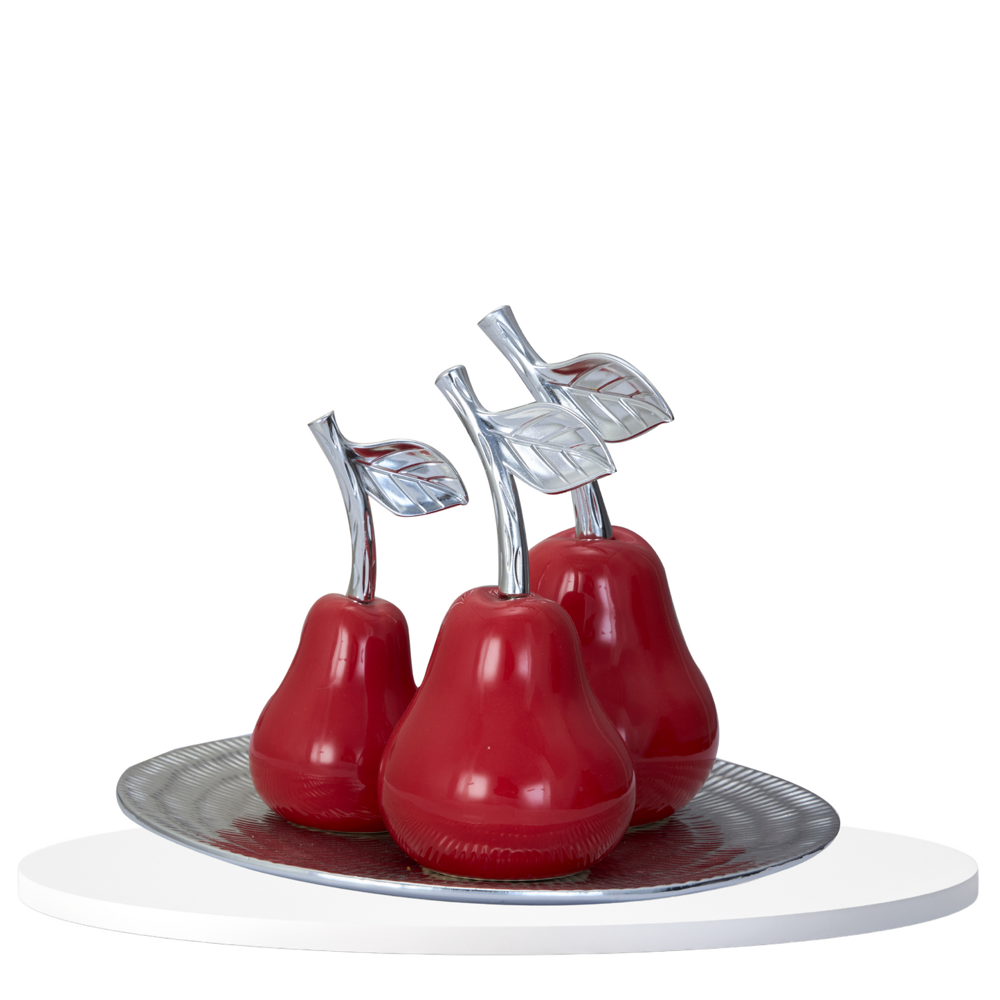 Apple Set of 3 in Orange,Red,Green Colours with Silver Accents