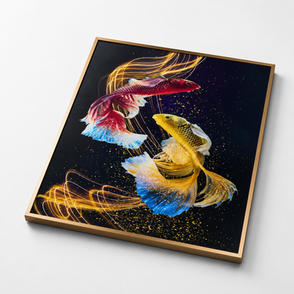 Golden Koi Fish Wall Painting