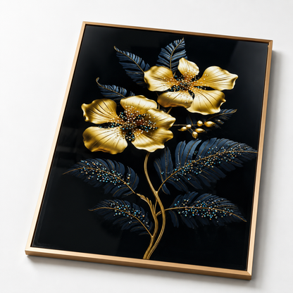 Golden Floral Wall Painting