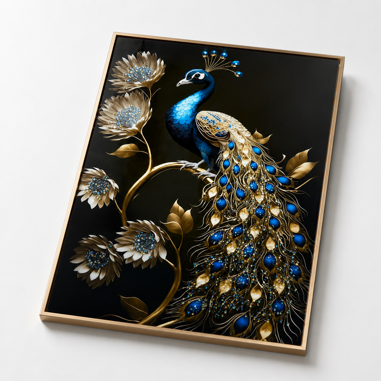 Blue Peacock Wall Painting