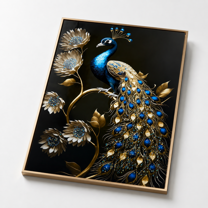 Blue Peacock Wall Painting