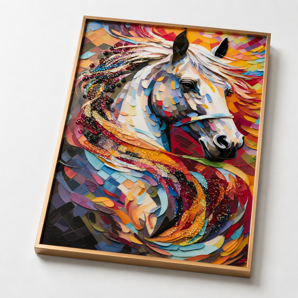 Abstract White Horse Wall Painting