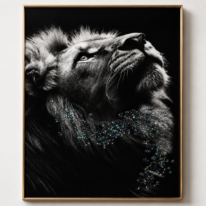 Black & White Lion Wall Painting