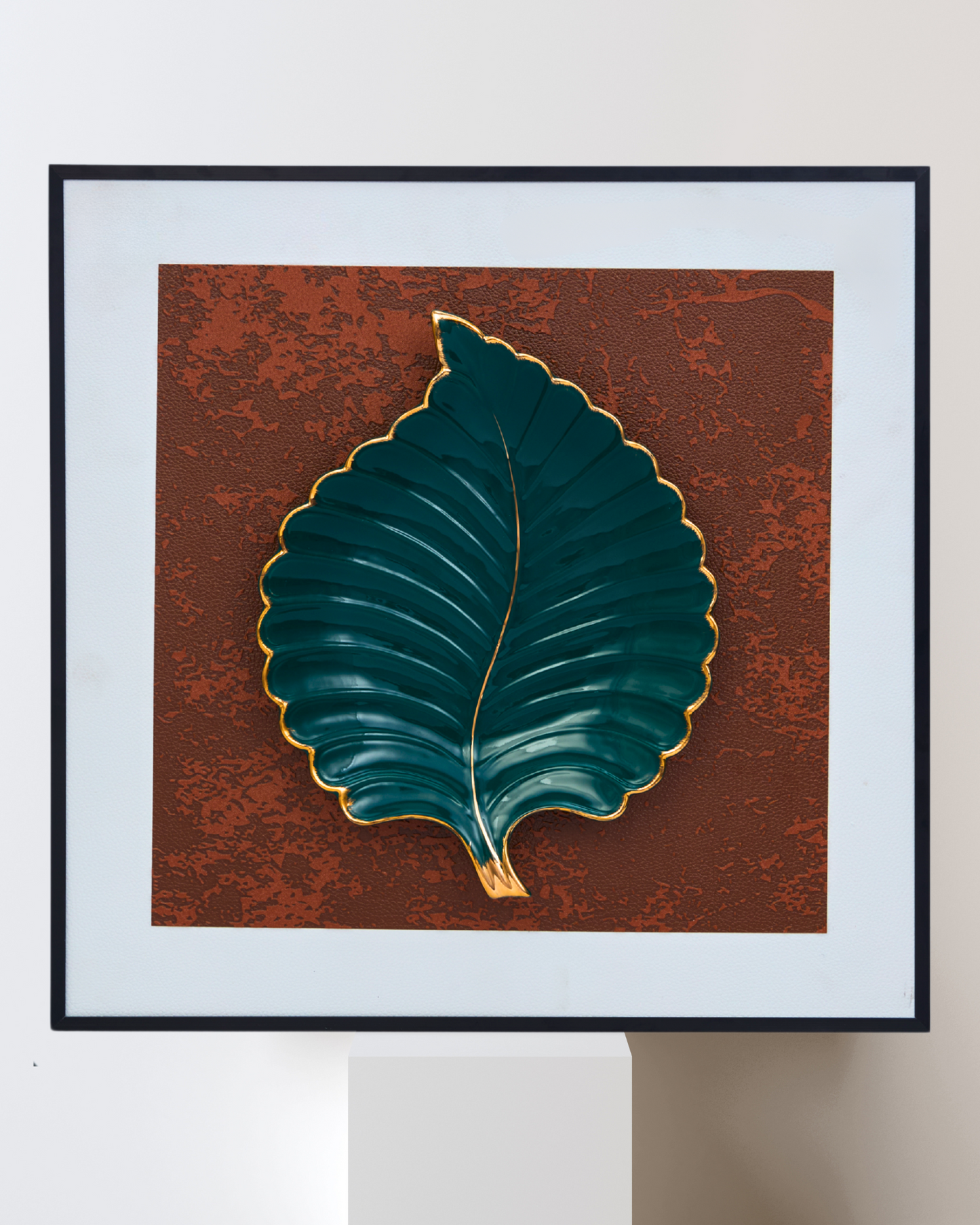 Modecor Emerald Green Leaf Premium Wall Art