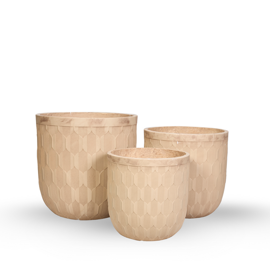 Hexa Beige  Planter Set